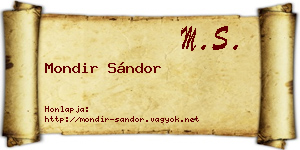 Mondir Sándor névjegykártya